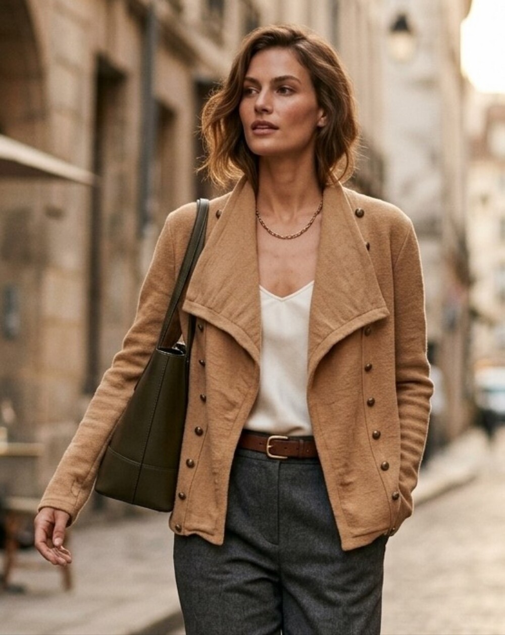 Diane Von Furstenberg Camel Military-Button Jacket